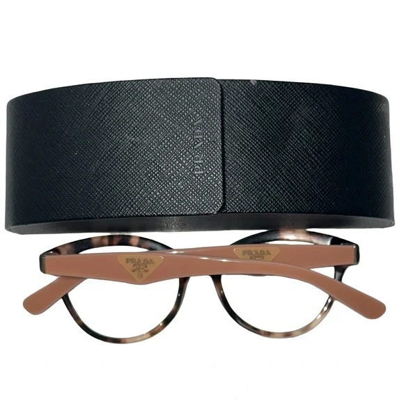 Prada Eyeglass Frames Tortoiseshell Nude Arms Case Included - Picture 2 of 11